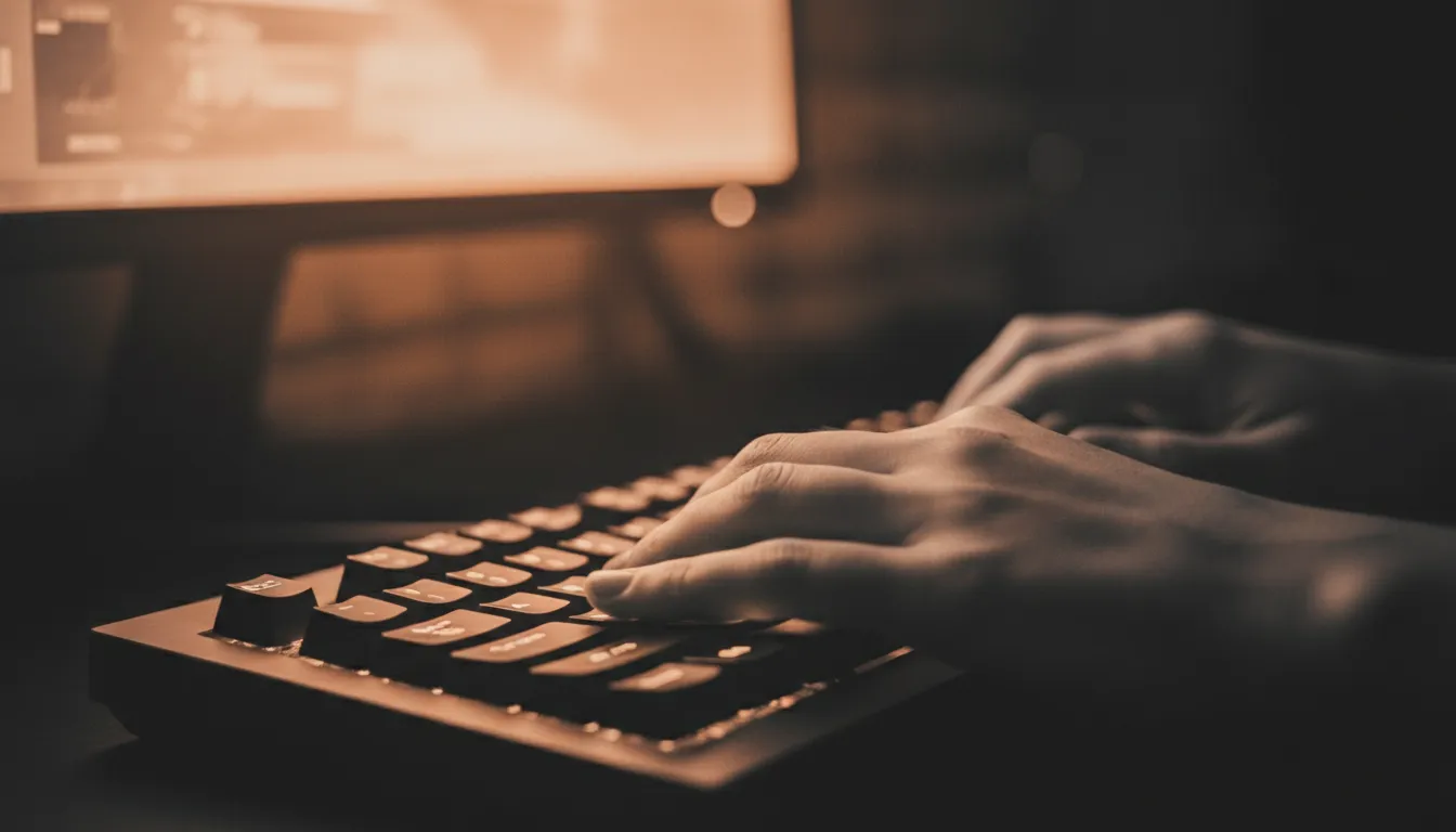 Opposition humain et contenu automatisé, open space saturé d’écrans IA, image noir et blanc avec accent orange, mots-clés contenu automatisé supervision humaine