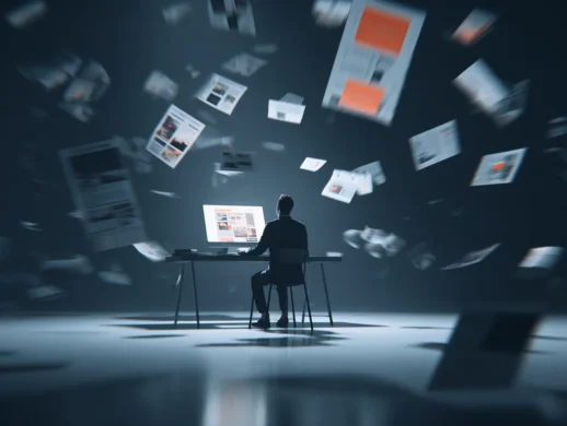 Illustration stratégique du copywriting IA montrant la différenciation entre contenu dupliqué et contenu unique pour le SEO